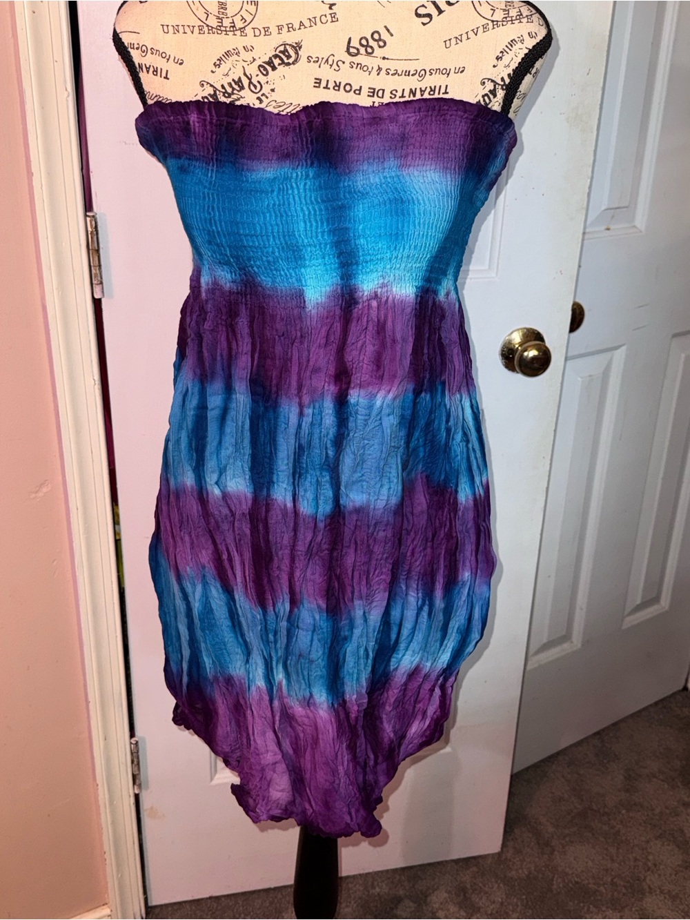 Derek Heart Blue & Purple Smocked Cotton Top